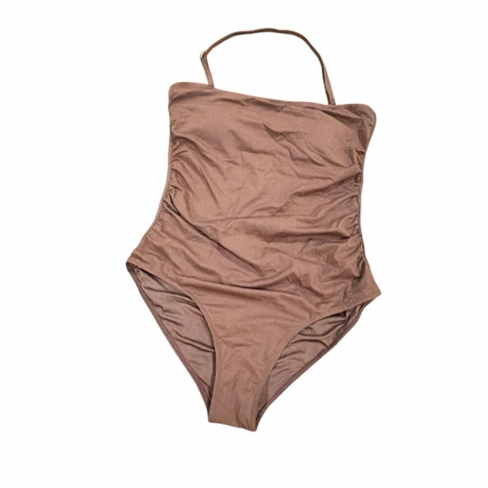Holipick brown simple minimalist one piece swimsuit L 12